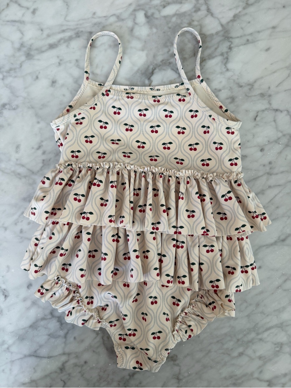 Konges Cherry Print Ruffle One-Piece Swimsuit - Picture 2 of 3
